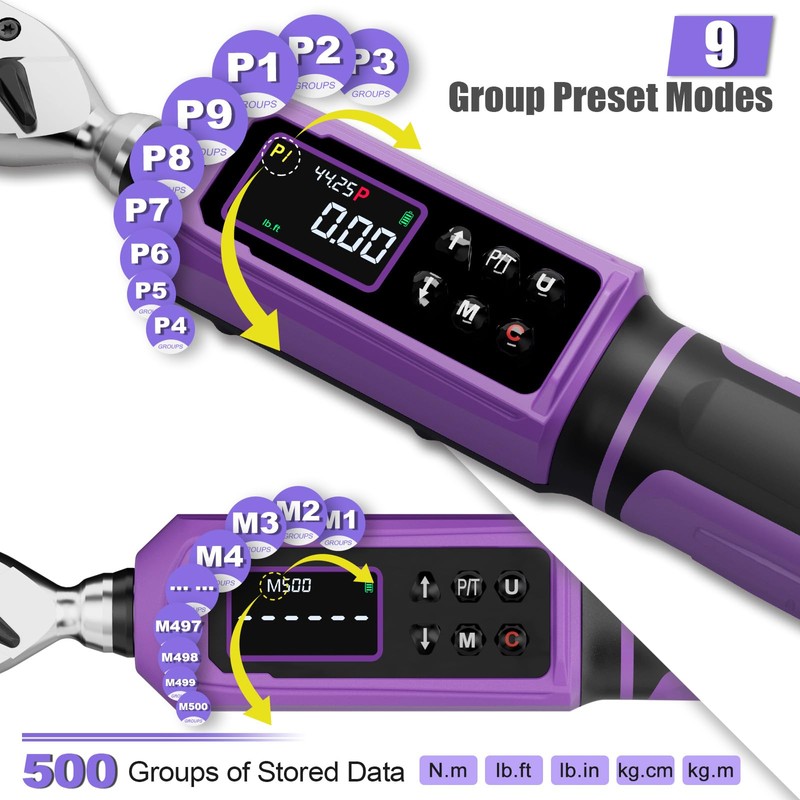 ANPUDS Digital Torque Wrench, ±1% Accuracy, 0.66-44.25 Ft-lb