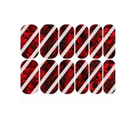 Red & Black Lace Nail Decals Nail Wraps - Waterslide Nail Decals