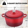 TeamFar 5Qt Dutch Oven, Enameled Cast Iron Dutch Oven with