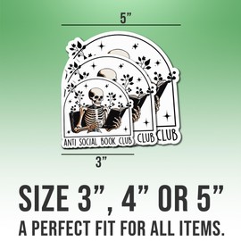 Book Lover Stickers Funny Bookish Anti-Social Book Club Colors Vinyl Stickers, Weather-Resistant Sticker for Water Bottles Laptop Window Car Size 3"