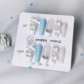 10pcs Handmade Press on Nails,Luxury Handmade Nails, 3D Design Hand-painted Nail Art,Reusable Gel Glue on Fake Nails (TM-9003-S)