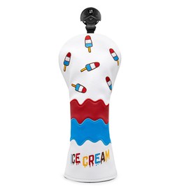 Golf Club Headcover Ice Cream Embroidered Overflow Wood Cover Driver Fairway Wood Utility Hybrid Headcover with Number Tag Summer Limited (for UT)