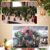 Civaner 6 Pcs Neutral Christmas Tree Hanging Ornament Rustic Wooden