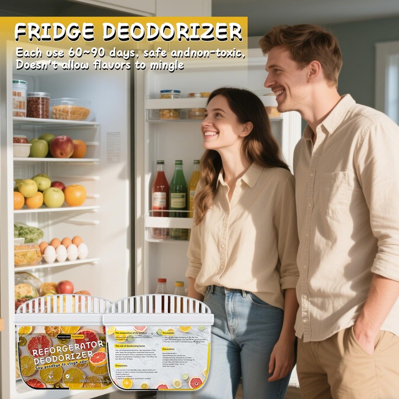 Refrigerator Deodorizer, Newly 2-in-1 Fridge Deodorizer, More Effective Than Baking