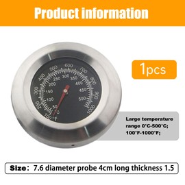1Pc 3" BBQ Thermometer Gauge Face 1000F Temperature Barbecue Charcoal Grill Smoker