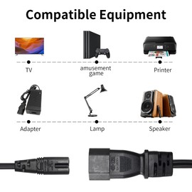 YACSEJAO C14 to Dual C7 Cable, IEC 320 C14 Male to C7 Y Splitter AC Power Cable for Printers,Scanners, etc(1FT/30CM)