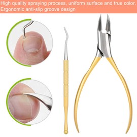 Cortaúñas De Acero Inoxidable, Recortador De Corte Profesional Pedicura Encarnada De Uñas De Kit Acrigel Para Uñas Completo For Tijeras Para Cutícula Los Pies Para Paroniquia(Oro)