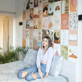 Flamingueo Fotowand - 50 Bilder Set, Wandbild, Wand Dekoration, Schlafzimmer Deko, Poster Set, Aesthetic, Wanddeko, Wandsticker, Deko Teenager Mädchen Zimmer, Room Decor, Aesthetic Deko (Boho)