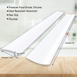 Silicone Gap Cover, (2 Pack) Silicone Gap Stopper Kitchen Stove Counter Gap Covers - Flexible Stove Space Fillers, Food Grade (21inches, White)