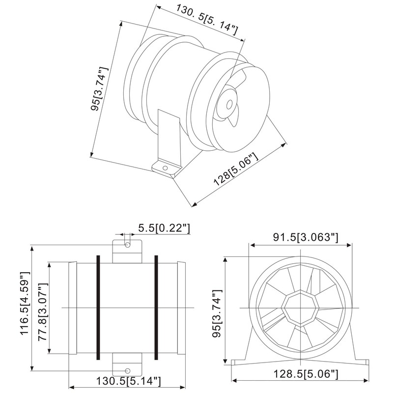 Inline Blower，3 Inch Bilge Blower 12V 4A Marine Bilge Blower