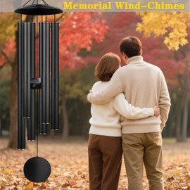 Large Memorial Wind Chimes, 47'' Deep Tone 6 Heavy Tubes Soothing Tones Windchimes for Outside Garden Patio Hanging Decor, Sympathy Gifts, Memorial Wind Chime Best Gift for Mom Women Grandma Neighbors