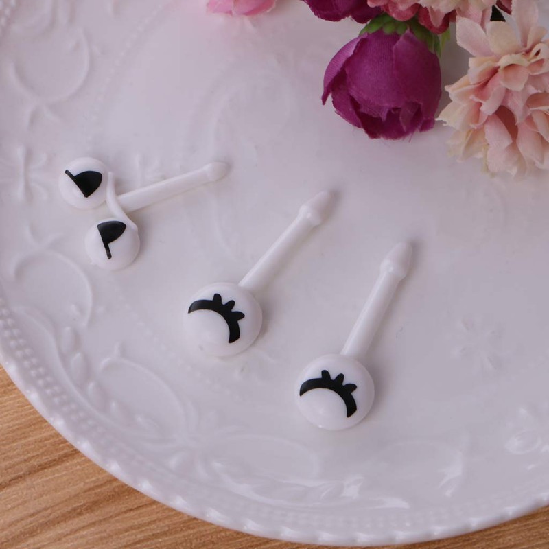 MEELYHOME 10Pcs Cartoon Eye Fruit Fork Toothpick Tableware Bento Lunch