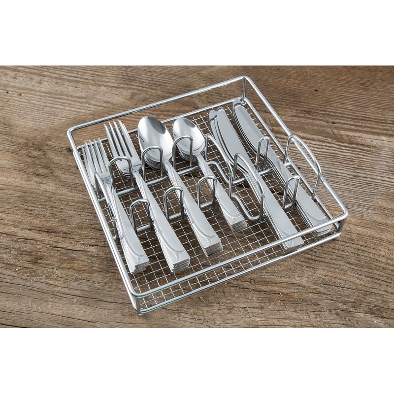 Cambridge Silversmiths Mena Sand 40-Piece with Chrome Buffet Flatware Set