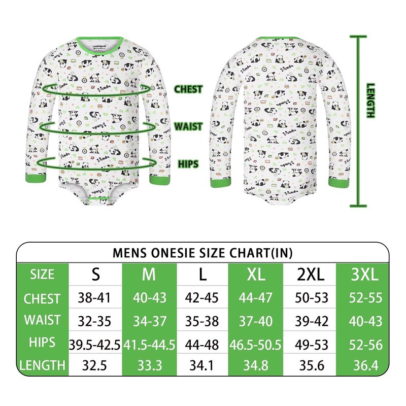 Landofgenie Mens Onesie Long Sleeve Bodysuit One Piece Pajamas Snap