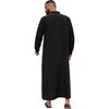 YAOHUOLE Muslim Thobe Button down Kaftan Robe Black 3XL