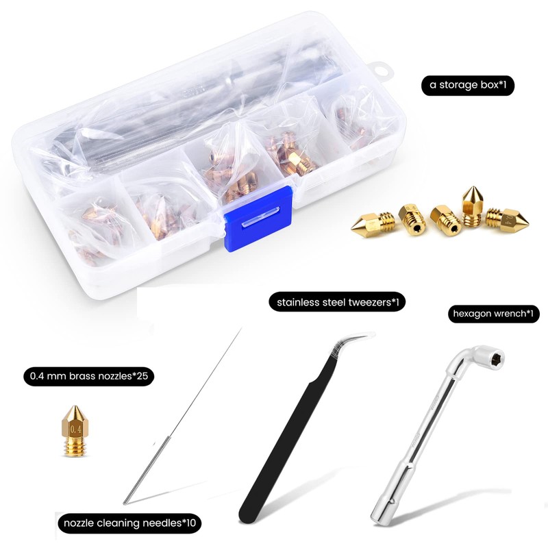 Comgrow 25PCS MK8 Ender 3 V2 Nozzles 0.4MM, 3D Printer