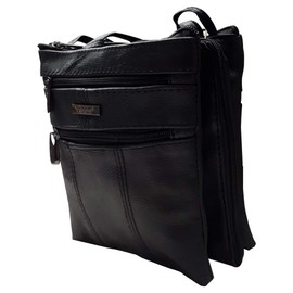 Lorenz New Genuine Soft Leather Ladies Cross Body Shoulder Side Bag Satchel 3781 (Black)