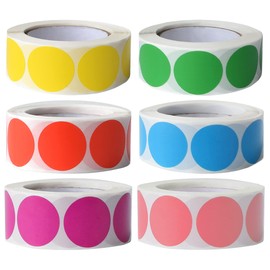Tindobewan 3000 Pieces 1 Inch Round Color Coding Labels Writable Circle Dot Labels Self Adhesive Color Round Stickers for Inventory Home Organize, File Classification(6 Rolls, 6 Colors)