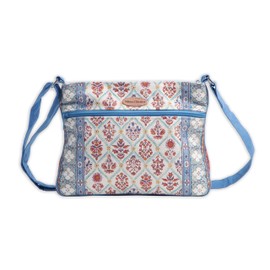 Maison d' Hermine Cross Body Bags for Women Cotton Canvas Shoulder Bag for Shopping Travel Everyday Use Tote purse Multi Zippered Pocket Sling Bag (Romane)