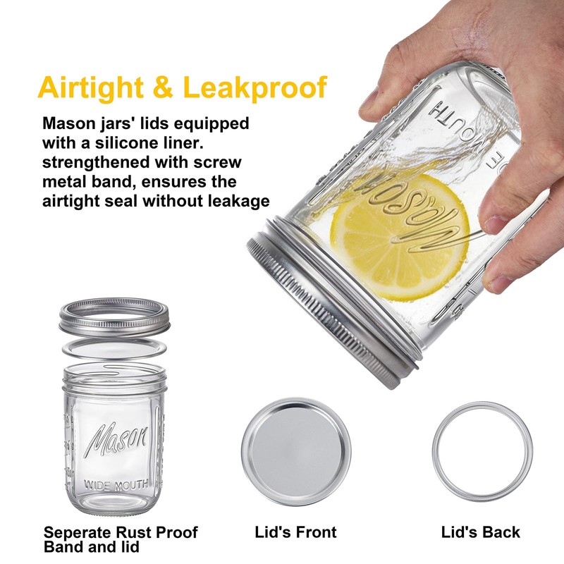 WELLIFE 6-Pack Mason Jars 16 oz with Lids – Wide