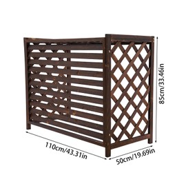 Air Conditioner Privacy Screen, Retro Wood Air Conditioner Fence Screen, Free Standing Rectangular Trash Can Screens AC Decorative Fence, AC Covers for Outside Privacy Unit (43.31 * 19.69 * 33.46in)