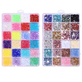7,000 Nail Stones, Rhinestones, BetterJonny, 48 Colors, Nail Stones, Glass, Nail Decoration, Parts, Craft Parts, DIY Nail Parts, Decorate Nails (0.1 inch (3 mm)