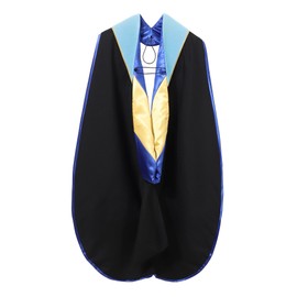 Erligo Graduation Deluxe Unisex Doctoral Hood with Gold Piping for University Faculty Academic Regalia (Sky Blue/Royal Blue/Gold)