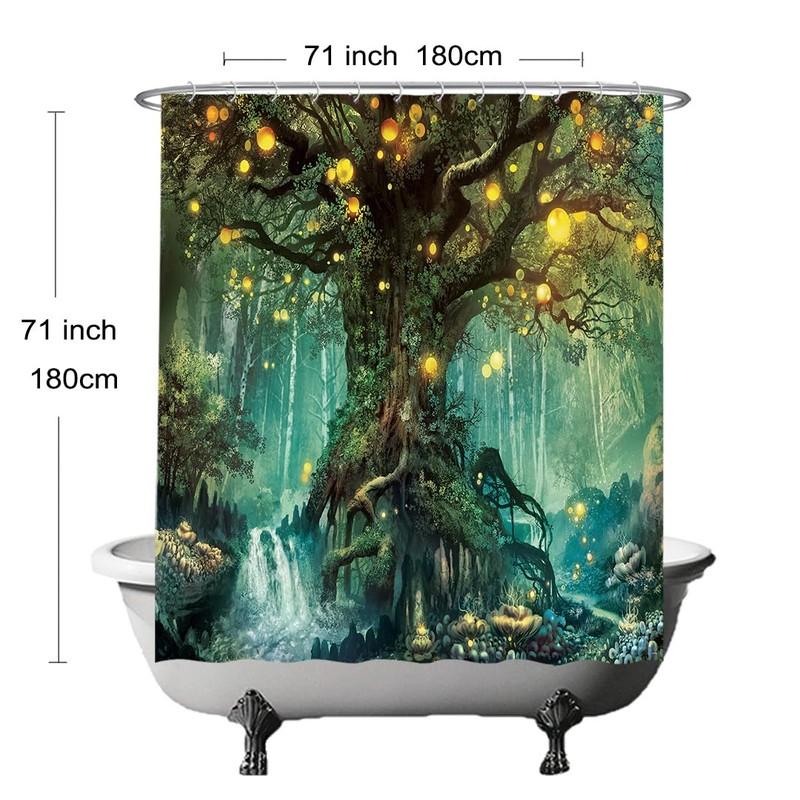 Ulticool Shower Curtain - Fairy Tale Elf Tree Magic Forest