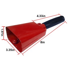 8’’ Steel Cow Bell with Handle, Noise Maker Cowbell, Cheering Loud Hand Call Bell for Sport Events Football Soccer Hockey Baseball Basketball Games Party Concert Graduations School Wedding Farm Ranch