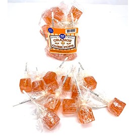 PKM Candies - 12 CT OLD FASHIONED SQUARE Cube Lollipop Suckers: Individually Wrapped Flavored Sucker Pack by Espeez - Party Pops (ORANGE)