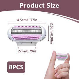 8 Stück Rasierklingen für Damen Kompatibel Venus, Ersatzklingen für Damenrasierer, Rasierer Damen mit 3 fach Klingensystem, Feuchtigkeitsstreifen für sanfte Rasur, Langlebig für empfindliche Haut Rosa