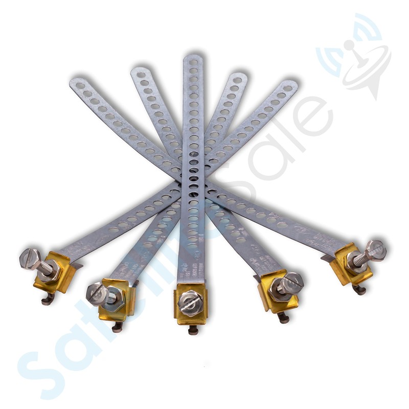 SatelliteSale Galvanized Steel Grounding Strap 12" Flexible and Adjustable Pack