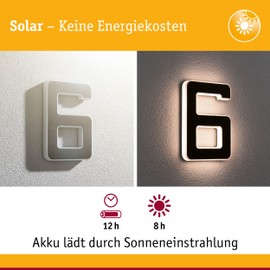 Paulmann Outdoor Solar House Number 6 3000 K IP44 Akk