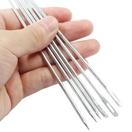 Coufce 6 Pieces Stainless Steel Meat Trussing Needle Cooking Twine Bundle for Roasting and Cooking Supplies(Straight Head)