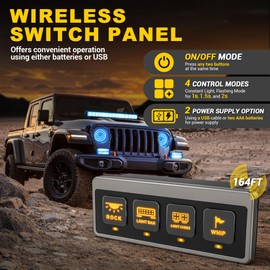 Bumbee Wireless 4 Gang Switch Panel - Multifunction Toggle Switches Control High Performance 60A Circuit Control Relay Switch Box with 2 Light Memory Function for 12V Truck SUV UTV ATV Marine RV