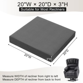 Tromlycs Recliner Chair Cushions for Elderly Extra Large Seat Cushions Gel Memory Foam 20 x 20 x 3 Inch Dark Grey