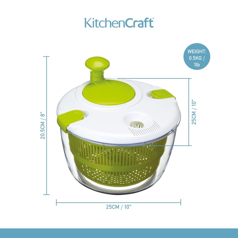 KitchenCraft Deluxe Salad Spinner and Dresser, BPA Plastic Free and