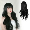 Long Curly Wavy Wig with Bangs Women Fashionable Synthetic Heat