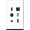 RiteAV CAT7 Coax 2 HDMI TOSLINK USB-3 Flat/Solid Wall Plate [White]