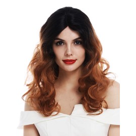 WIG ME UP - TYM-758-MF-4TT30 wig women's wig lace front long slightly curled parting ombre dark brown reddish brown