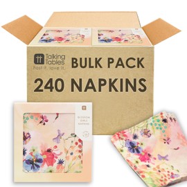 Talking Tables 240 x Pink Floral Cocktail Napkins, Disposable Quality Serviettes, Table Party Decorations Mother's Day, Afternoon Tea Birthday, Wedding Bridal or Baby Shower 3ply 5.5’
