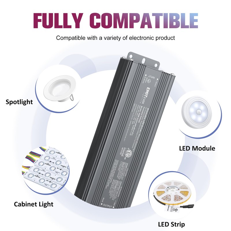 EMITEVER 80W Triac Dimmable LED Driver,Power Supply,AC 120V to DC