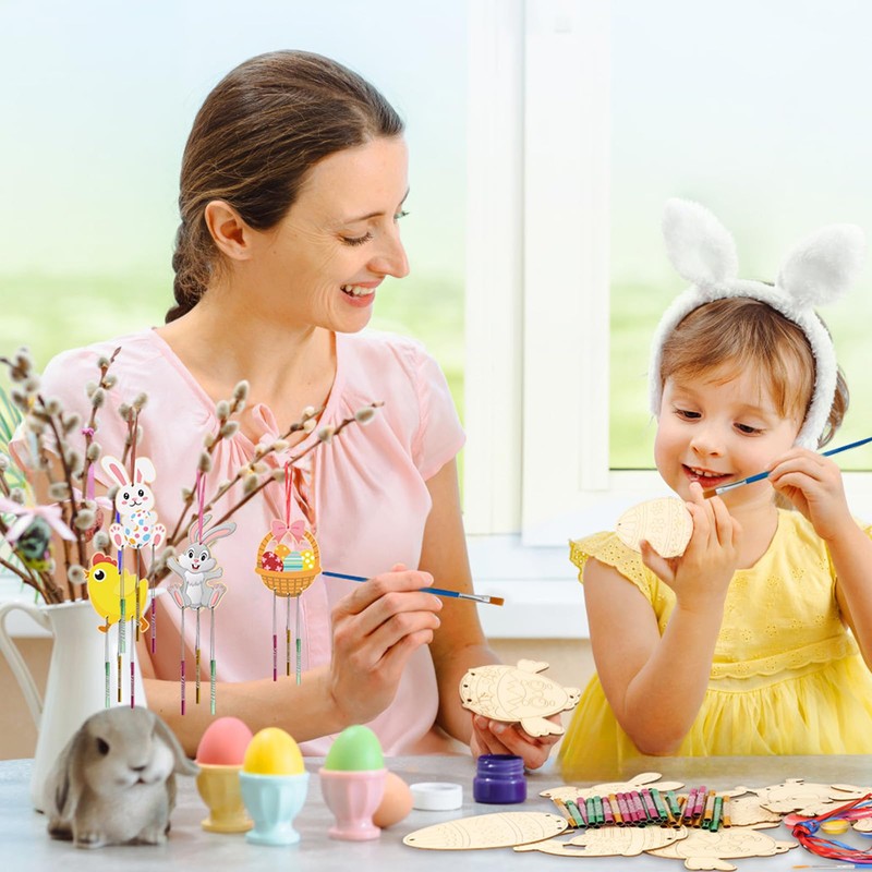 HAKOTOM Pack of 10 Easter Wind Chimes Craft Set Children