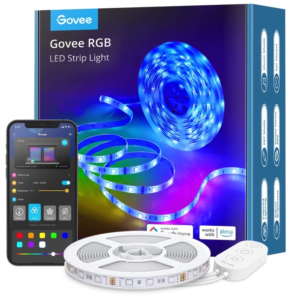 Govee Alexa LED Strip Lights 5m, Smart WiFi App Control, Works with Alexa and Google Assistant, Music Sync Mode, for Home TV Party