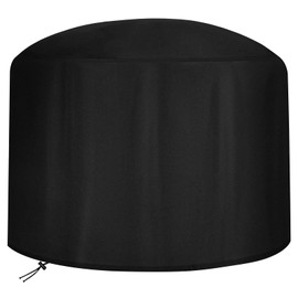 RICHIE Fire Pit Cover Round 80CM, Heavy Duty Rip Proof 600D Oxford Fabric Outdoor Garden Patio Heater Cover, Waterproof, Windproof, Anti-UV, (Ø80 x 50cm) - Black