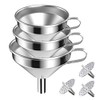 Stainless Steel Funnel Set Kitchen Strainer Funnel Filter Set Wide