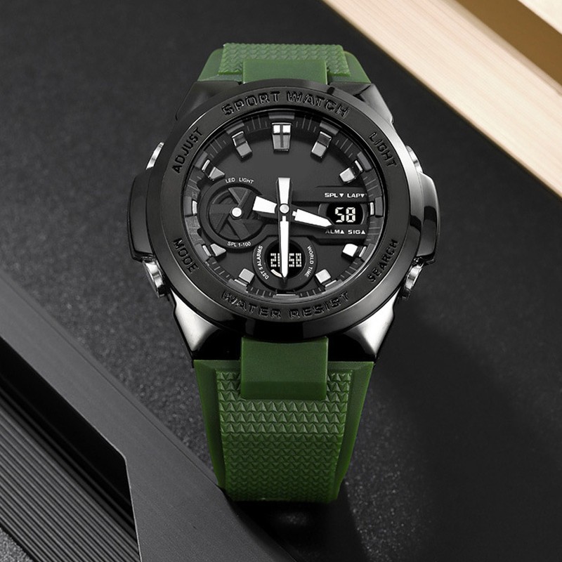Quartz Electronic Watch Casual Double Movement Waterproof Dual Display Luminous