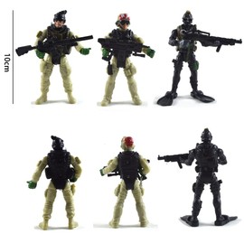 ISAKEN Soldier Play Set, 6 Pieces Military Model Soldier Toy Army Figures Set Toy Figures Set of Army Soldiers Figures Military Model Play Sets Toy Military Play Set for Children