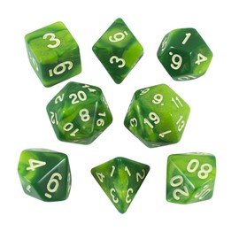 Paladin Roleplaying Marbled Green Dice - Expanded DnD Set With Extra D20 - 'Sylvan Glade'