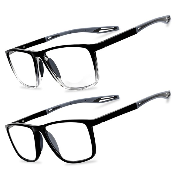 JixGien 2 Pack Reading Glasses for Men，TR90 Sports Style Blue
